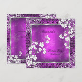 Asiatischer Blossom Pink Pink White Black Lace Geb Einladung (Vorne/Hinten)