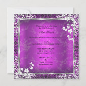 Asiatischer Blossom Pink Pink White Black Lace Geb Einladung (Rückseite)