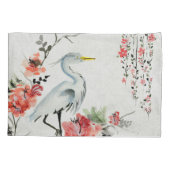 asiatischer Blumenkran der weißen Kissen-Hüllen Kissenbezug (Rückseite-Links)