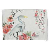 asiatischer Blumenkran der weißen Kissen-Hüllen Kissenbezug (Vorderseite-Links)