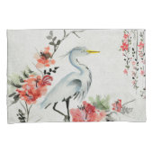 asiatischer Blumenkran der weißen Kissen-Hüllen Kissenbezug (Vorderseite-Rechts)