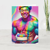Asiatischer Bodybuilder Gay Birthday Karte (Vorderseite)