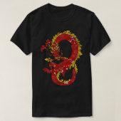 Asiatischer chinesischer Drache in Rot und Gold De T-Shirt (Design vorne)