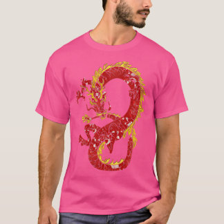 Asiatischer chinesischer Drache in Rot und Gold De T-Shirt