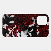 Asiatischer Drache - Black on Black Floral iPhone  Hülle (Rückseite (Horizontal))