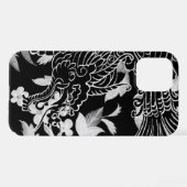 Asiatischer Drache - Black on Black Floral iPhone  Hülle (Rückseite (Horizontal))