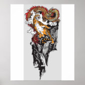 Asiatischer Drache gegen Tiger. Graphic ART Poster (Vorne)