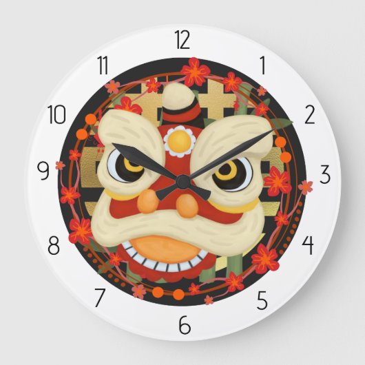 asiatischer Drache Große Wanduhr (Vorderseite)