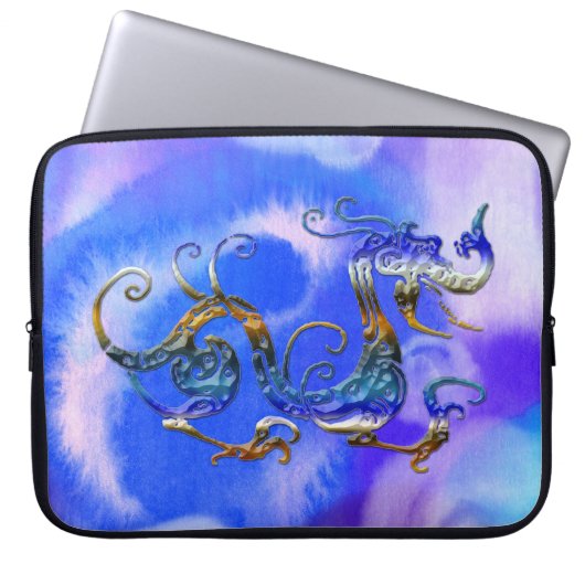 Asiatischer Drache in 3D-Optik auf Wasserfarbe - L Laptopschutzhülle (Vorderseite)