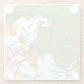 Asiatischer Drache - Rosa und grüne Blüte Glasuntersetzer (Rückseite)