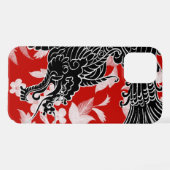 Asiatischer Drache - Schwarz auf Rot iPhone Hülle (Rückseite (Horizontal))