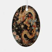 Asiatischer Drache und Blume Ornament Aus Metall (Vorderseite Rechts)