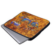 Asiatischer Drache und goldener Rustikaler Laptop- Laptopschutzhülle (Vorne Knopf)