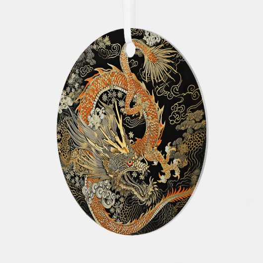 Asiatischer Drache und Wolken Ornament Aus Metall (Vorderseite links)