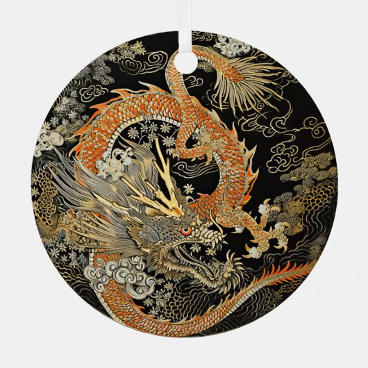 Asiatischer Drache und Wolken Ornament Aus Metall (Rückseite)