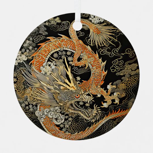 Asiatischer Drache und Wolken Ornament Aus Metall (Vorderseite)