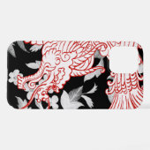 Asiatischer Drache - White on Black Floral iPhone  iPhone Hülle (Rückseite (Horizontal))