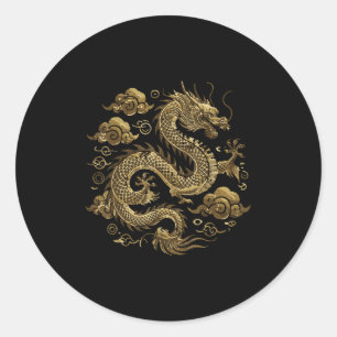 Asiatischer Drache Wolken Vintage chinesische japa Runder Aufkleber