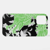Asiatischer Drache - Zitronengrün auf schwarzem Bl iPhone Hülle (Rückseite (Horizontal))