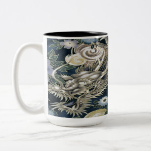 Asiatischer Drachen-Blumenmuster-Kaffeebecher Zweifarbige Tasse