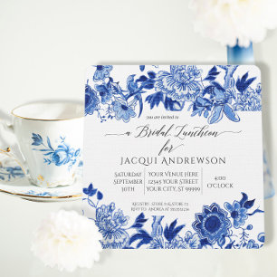 Asiatischer Einfluss Blau Weiße Florale Hochzeits- Einladung