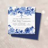 Asiatischer Einfluss Blaue Weiße Blüte Erste Kommu Einladung