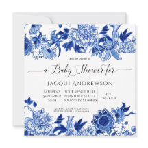 Asiatischer Einfluss Blue White Floral Baby Dusche