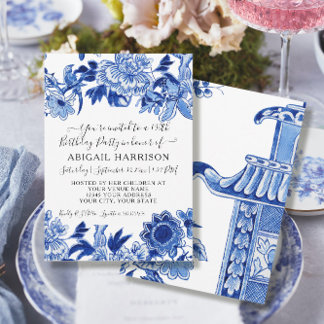 Asiatischer Einfluss Chinoiserie Floral Geburtstag Einladung