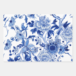 Asiatischer Einfluss Chinoiserie Navy Blue White F Geschenkpapier Set