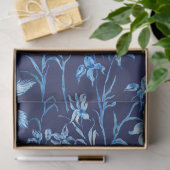 Asiatischer Einfluss Navy Blue Iris Blumendekoupag Seidenpapier (Geschenk)