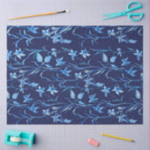 Asiatischer Einfluss Navy Blue Iris Blumendekoupag Seidenpapier (Basteln)