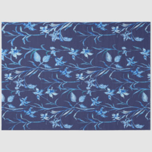 Asiatischer Einfluss Navy Blue Iris Blumendekoupag Seidenpapier