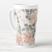 Asiatischer Einfluss Rosa-Pink-Blume Ihr Name Milchtasse (Linke Ecke)