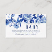 Asiatischer Einfluss von Navy in Blue Floral Bird Begleitkarte (Vorderseite)