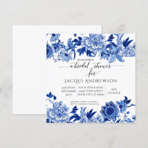 Asiatischer Einfluss Weiß Blau Floral Brautparty Einladung