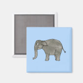 Asiatischer Elefant, hellblau. Magnet (Vorderseite/Rückseite)
