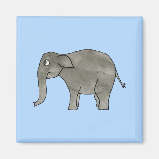 Asiatischer Elefant, hellblau. Magnet (Vorne)