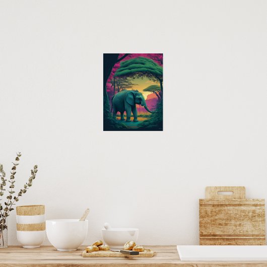 Asiatischer Elefant im Wald Poster (Küche)
