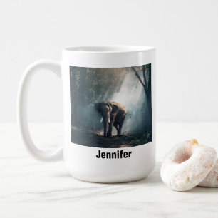 Asiatischer Elefant in einem sonnenbeleuchteten Wa Kaffeetasse