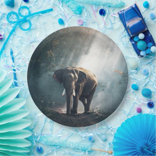 Asiatischer Elefant in einem sonnenbeleuchteten Wa Pappteller (Party)