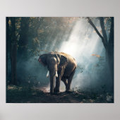 Asiatischer Elefant in einem sonnenbeleuchteten Wa Poster (Vorne)