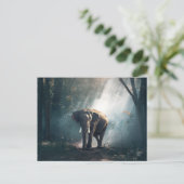 Asiatischer Elefant in einem sonnenbeleuchteten Wa Postkarte (Stehend Vorderseite)