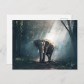 Asiatischer Elefant in einem sonnenbeleuchteten Wa Postkarte (Vorne/Hinten)