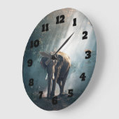 Asiatischer Elefant in einer Sunlit Waldreinigung Große Wanduhr (Winkel)