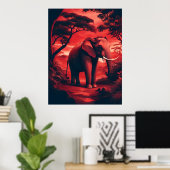 Asiatischer Elefant in Waldrot Poster (Heimbüro)