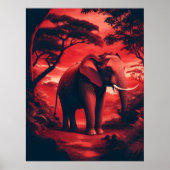 Asiatischer Elefant in Waldrot Poster (Vorne)