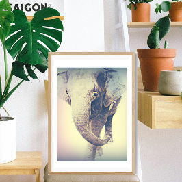 Asiatischer Elefant mit Vintage-Farben Poster