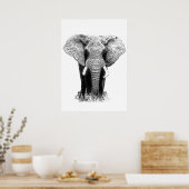 Asiatischer Elefant Pop Schwarz & Weiß Art Poster (Küche)
