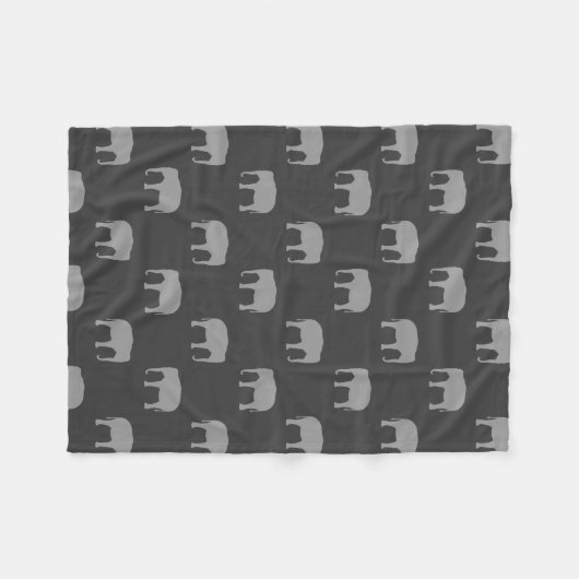 Asiatischer Elefant-Silhouette-Muster Fleecedecke (Vorderseite (Horizontal))
