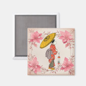 Asiatischer Frauenmagnet Magnet (Vorderseite/Rückseite)